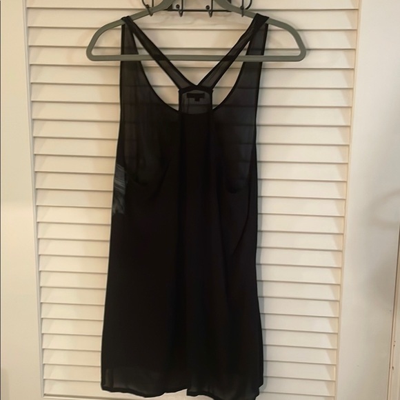 Storm Black and Gray Razor Back Abstract Design Sheer High Lo Tank Top Overlay - Picture 7 of 10